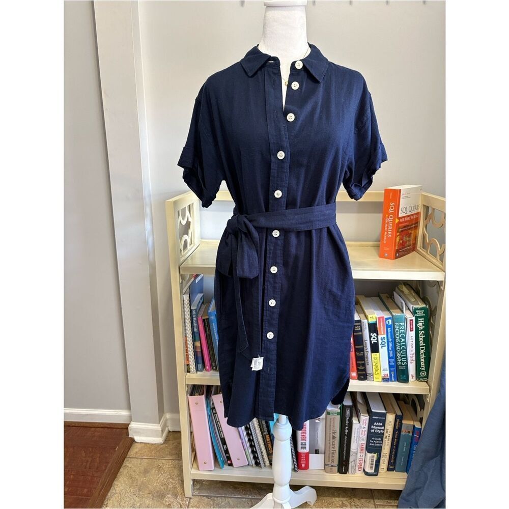 J. Crew Factory Linen Blend Shirt Dress